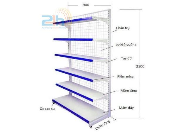 Cấu tạo kệ siêu thị hoàn chỉnh