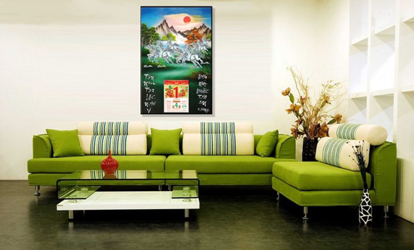 Nghệ thuật trang trí phòng khách bằng cuốn lịch để tường