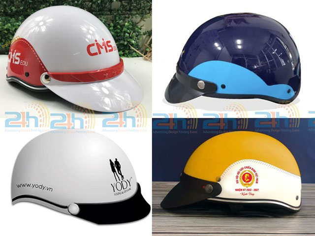 Nón bảo hiểm in thông tin doanh nghiệp quảng cáo thông minh