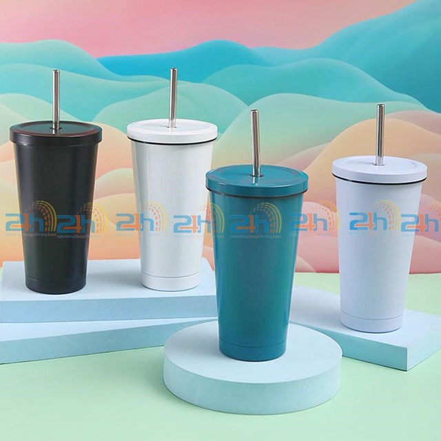 Bình giữ nhiệt có ống hút với nắp bật tiện lợi