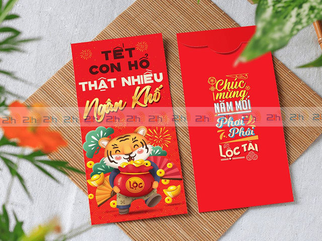 Lời chúc dễ thương được in trực tiếp lên bao lì xì tết